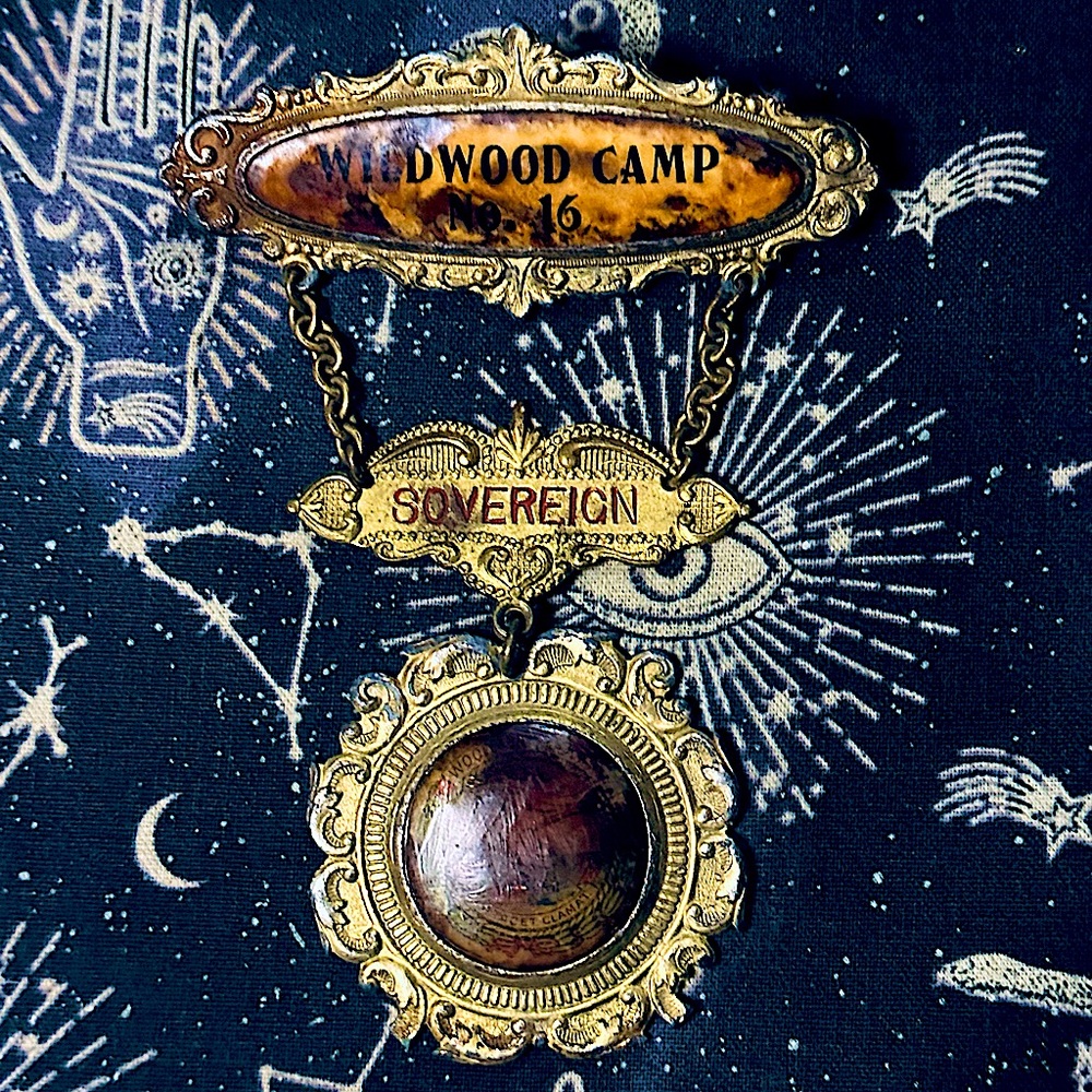 WOODMEN of the WORLD Antique Medal Pin Wildwood Camp 16 Freemasons Masonic 1900
